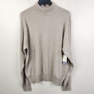 NEW Lord & Taylor Vintage Mens 2 Ply Long Sleeve Mock Neck Cashmere Sweater L